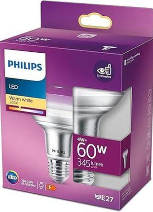 Лампа philips led premium classic reflector r80 [e27 едісоновий гвинт] 4 вт - 60 вт еквівалент, теплий білий 2700 к, без затемненн