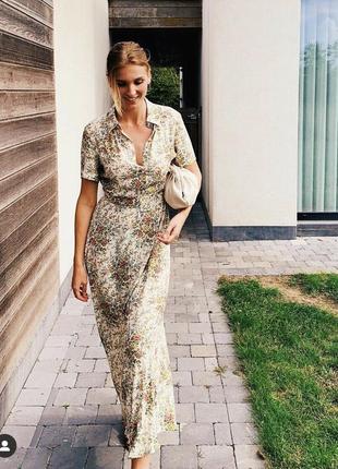 Фаворит блоггеров - длинное вискозное платье сукня zara цветочный принт розы новое10 фото
