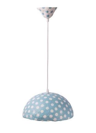 Подвесной светильник из усиленного папье-маше голубой "горох" p014-191 фото