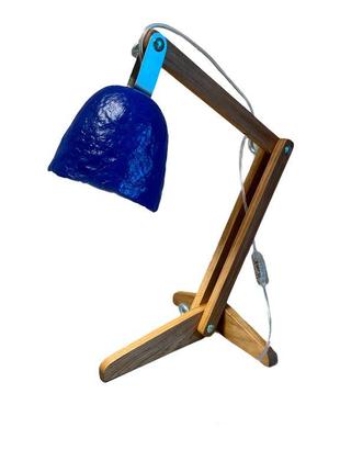 Настільна лампа з дерева та підсиленого пап'є-маше "полиск"2 фото