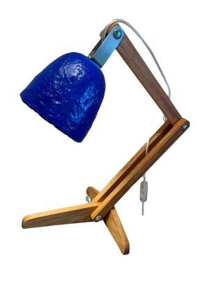 Настільна лампа з дерева та підсиленого пап'є-маше "полиск"4 фото