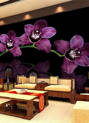 Фотошпалери "фіолетові орхідеї на чорному" - будь-який розмір! читаємо опис!