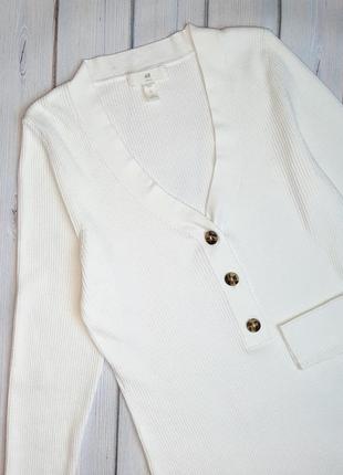 💥1+1=3 базовый качественный белый свитер рубчик h&amp;m, размер 48 - 504 фото