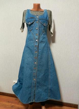 Довгий джинсовий сарафан
