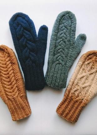 Теплі вовняні рукавички1 фото