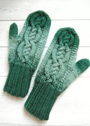 Теплі вовняні рукавички7 фото