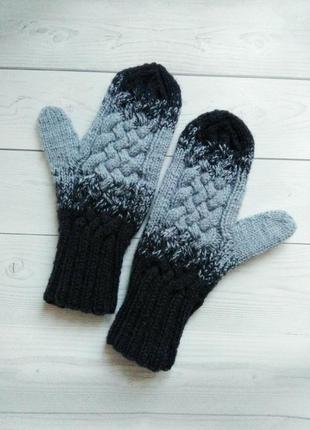 Теплі вовняні рукавички9 фото