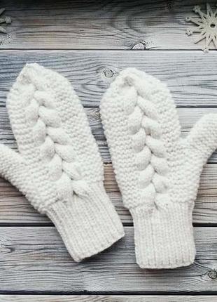 Теплі вовняні рукавички4 фото