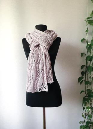 Світло-сірий довгий жіночий шарф2 фото