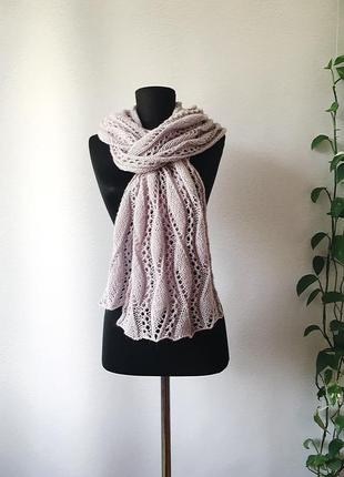 Світло-сірий довгий жіночий шарф5 фото