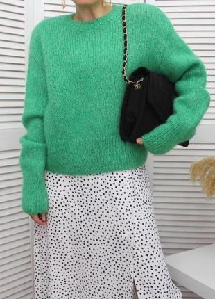 H&m світер теплий зелений вовна альпака светр кофта кардиган3 фото
