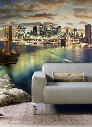 Фотообои "мост и ночной город"  - любой размер! читаем описание!