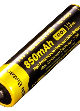 Аккумулятор литиевый li-ion 14500 nitecore nl1485 (850mah), защищенный