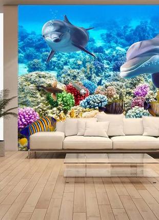 Фото обои "дельфины и рыбы" - любой размер! читаем описание!