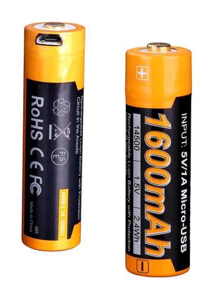 Аккумулятор 14500 fenix arb-l14-1600u micro usb зарядка