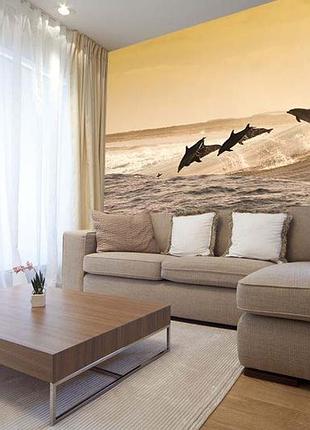 Фото шпалери зграя дельфінів - будь-який розмір! читаємо опис!
