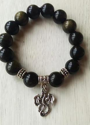 Браслет из натурального камня обсидиан