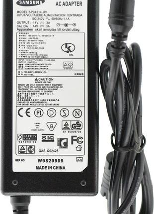 Блок питания для монитора samsung 14v 3a 42w 6.5x4.4 мм + кабель питания (dc3596)