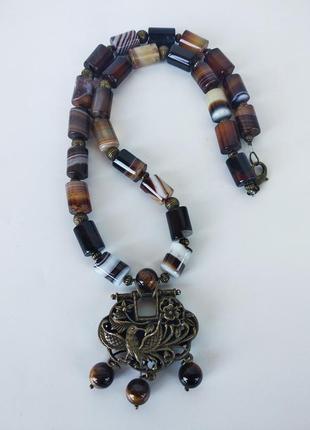 Намисто з оніксу і тигрового ока