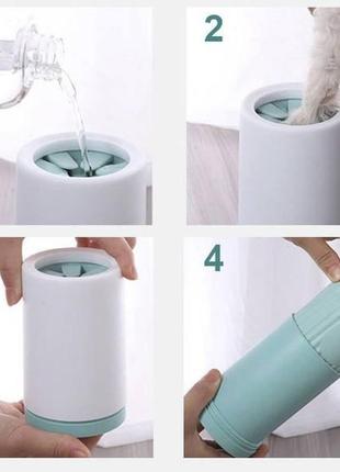 Лапомийка, стакан з силіконовою щіткою для лап собак та цуценят10 фото