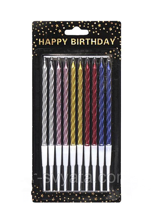 Свечи для торта "спираль" хром ассорти 10 шт
высота свечи 13 см