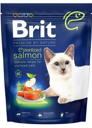 Brit premium by nature cat sterilized с лососем сухой корм для стерилизованных котов - 300 г
