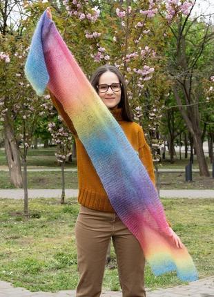 Радужный разноцветный шарф1 фото
