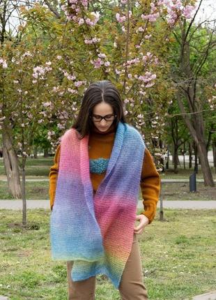 Радужный разноцветный шарф6 фото