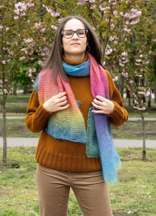 Радужный разноцветный шарф8 фото