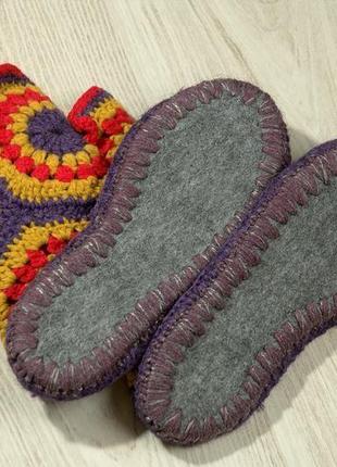 Домашние носки тапочки тапочки боты женские цветные вязаніе крючком9 фото
