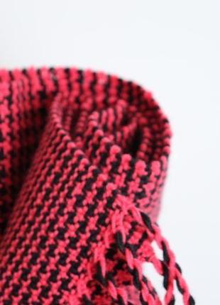 Тканый шарф черно-розовый (мериносовая шерсть)2 фото