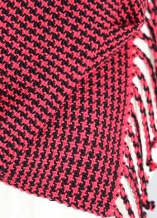 Тканый шарф черно-розовый (мериносовая шерсть)5 фото