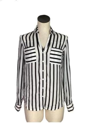 Шифонова жіноча блузка в чорно-білу смужку s