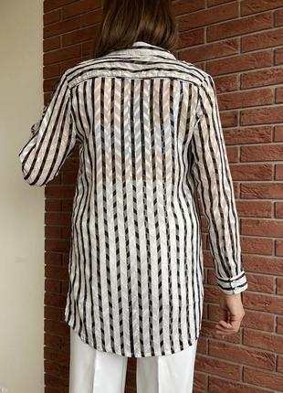Шифонова жіноча блузка в чорно-білу смужку s8 фото