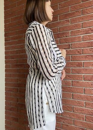 Шифонова жіноча блузка в чорно-білу смужку s7 фото