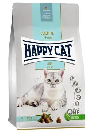 Happy cat sensitive light сухой корм для взрослых кошек с избыточным весом и для поддержания веса - 1.3 кг