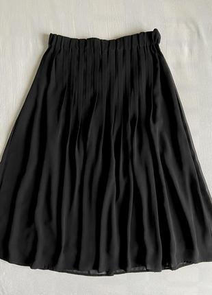 Женская чёрная юбка шифоновая с подкладкой  xs-s2 фото