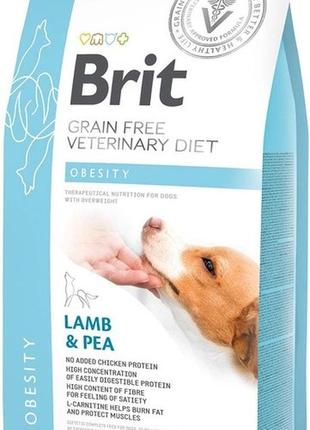 Brit gf vetdiets dog obesity беззерновий сухий корм для собак із надмірною вагою з ягнятиною, індичкою