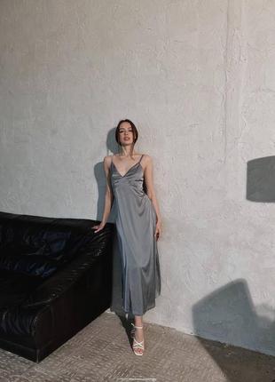 Шовкова сукня міді з брителями, плаття комбінація з шовку армані1 фото
