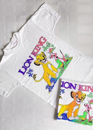 Футболка хлопковая детская белая с рисунком   l и xl