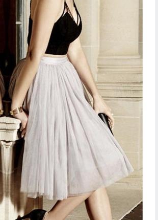Женская серая пышная юбка из фатина xs