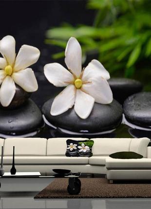 Фото обои "белые цветы и камни"  - любой размер! читаем описание!