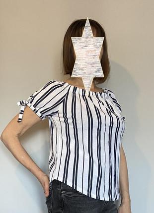 Женская летняя  хлопковая  блузка в полоску1 фото