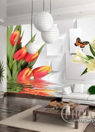 Фотообои "3d тюльпаны" - любой размер! читаем описание!