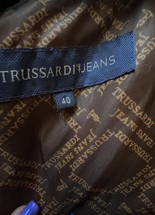 Пальто-пуховик коричневе натуральний пух trussardi оригінал4 фото