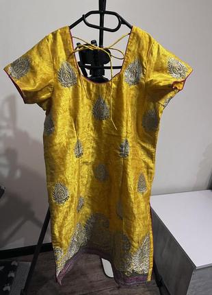 Индия платье с вышивкой желтое4 фото