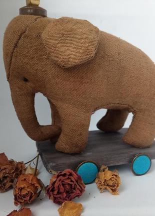 Слон лео и слоненок кори, полотняная игрушка, примитив