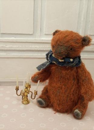 Ведмедик у стилі тедді з мохеру, інтер'єрна іграшка1 фото