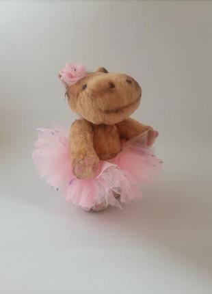 Плюшевый бегемотик, балерина в розовом, мягкая игрушка6 фото