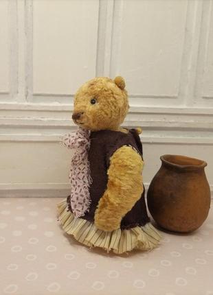 Ведмедик у стилі тедді вінтажний із плюшу, ручна робота, сувенір6 фото